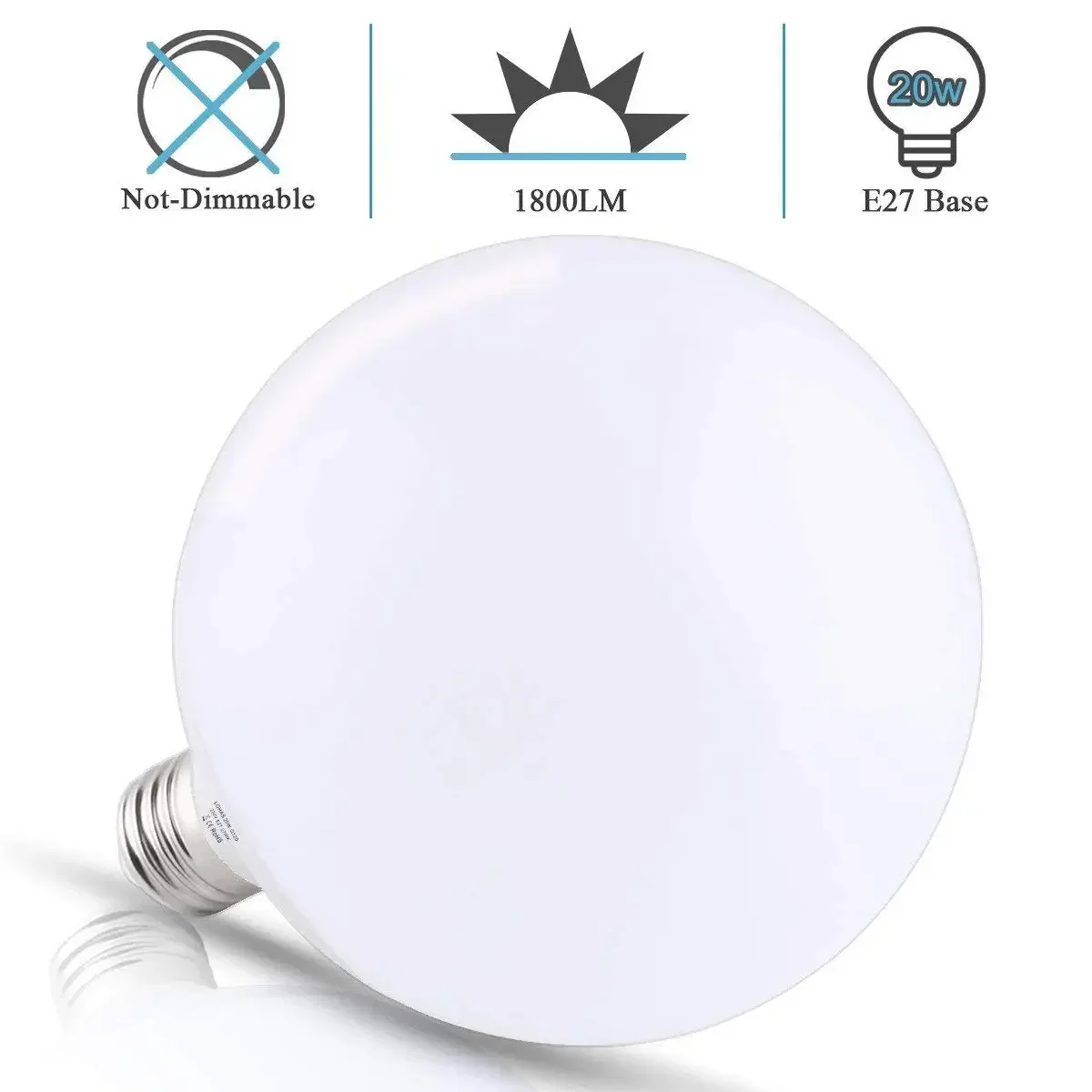 Melery E26 E27 LED Light Bulb 20W Globe G120 Lamp Edison Screw 200W Equivalent Daylight 5/6000K Warm White 2700K 1800lm for Home Using-Melery
