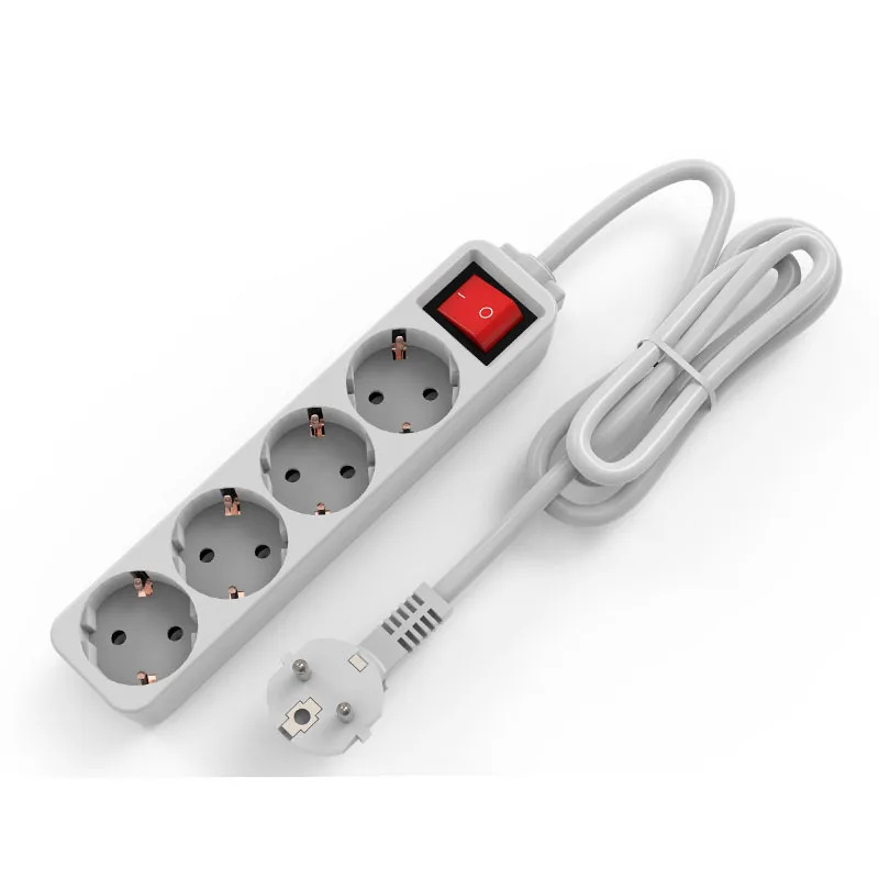 Melery  Power Strip Surge Protector 3/4/5/6 AC EU Electrical Plug Outlet Socket Lead Extension Adapter Extenstion Cord Cable 1.5m-Melery