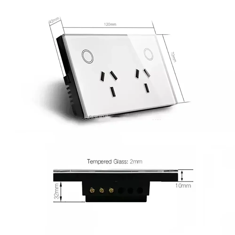 Melery Matter Smart Wall Socket AU Electrical Plug Outlet Power Glass Panel Voice Remote,SmartThings Homekit Alexa Google Home-Melery