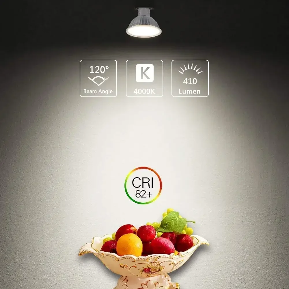 Melery MR16 LED Light Bulbs GU5.3 Nature White 3000K Cold 6000K 5W Equal 50W Halogen Equivalent AC/DC 12V  Lamp 3Pack [Energy Class A+]-Melery