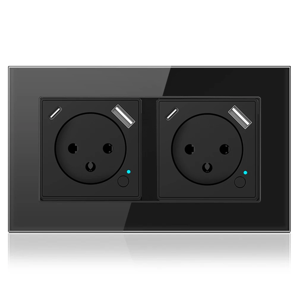 Melery  Tuya WiFi Smart Israel WallSwitch Socket EU Power Plug Outlet USB Type-C PD20W ChargePort for Iphone Alexa Dot GoogleHome-Melery