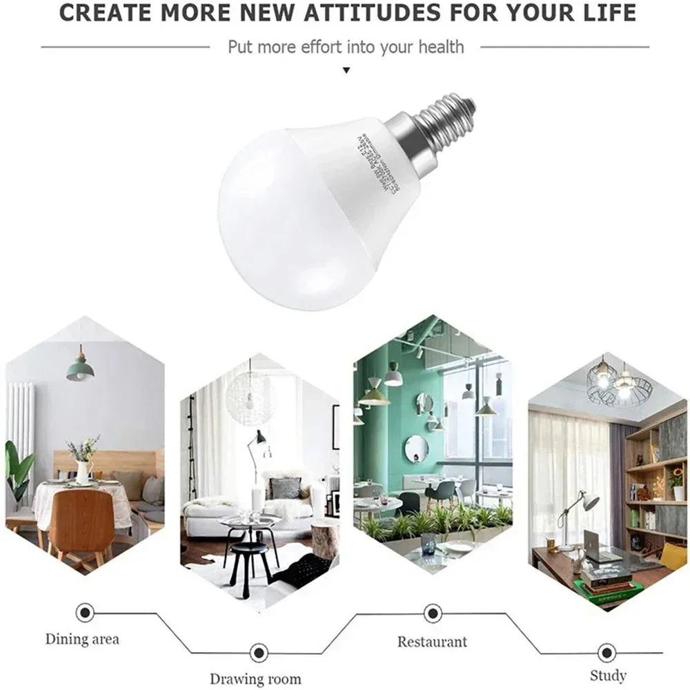 Melery E12 LED Light Bulbs A15 Candelabra Base Globe Ceiling Lamp Warm White 2700K Daylight 5000K Indoor Home Office 3Pack