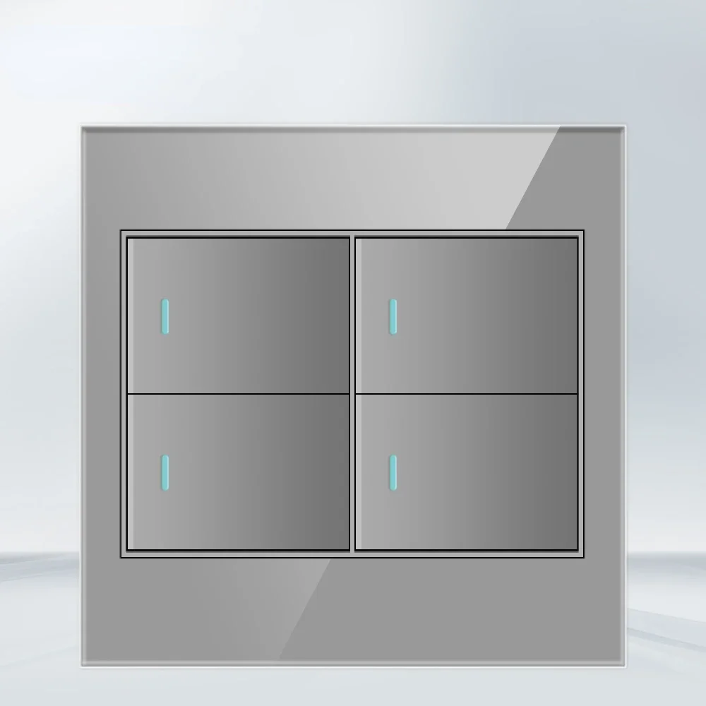 Melery  4x4 Fireproof Glass Panel Brazil Standard Outlet Double USB Type C 10/20W Wall Power Socket Light Switch Office Grey 20A-Melery