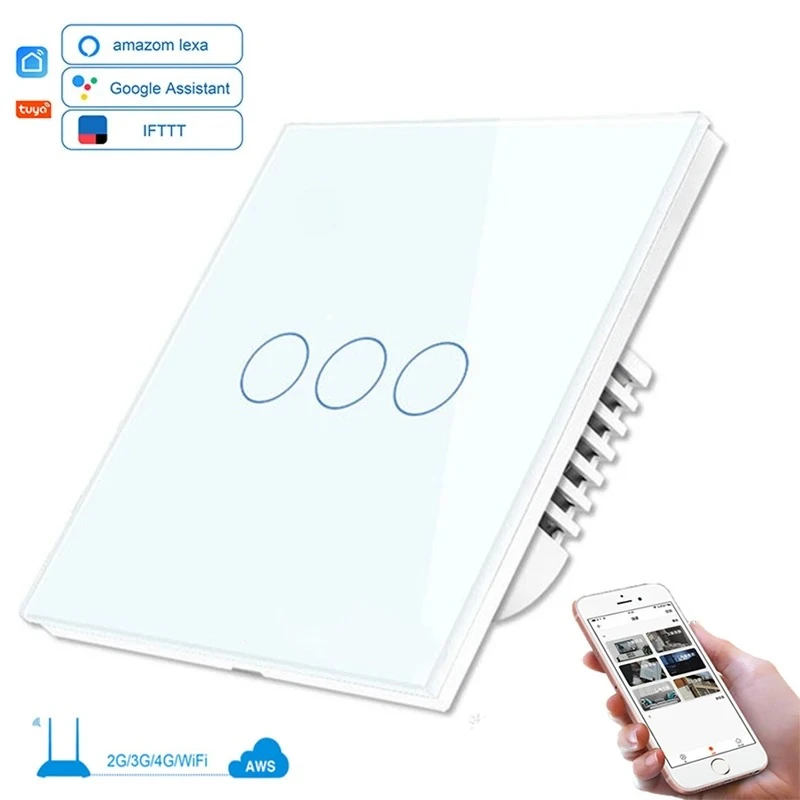 Melery Wifi Smart Light Switch Wall Glass Screen Interruptor Touch Panel Voice Control Wireless by Alexa Google Home 1/2/3/4Gang-Melery