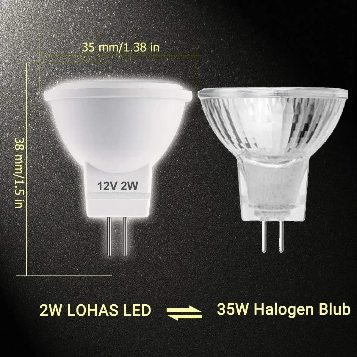 Melery MR11 LED Light Bulbs 2W Lamp 35W Halogen Bulb Equivalent 3000K Warm White Spotlight 12V 200 Lumen Mini Recessed Lighting 6Pack-Melery