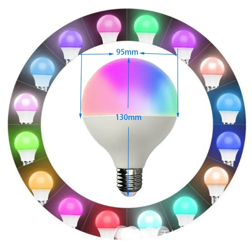 Melery Wifi Smart E27 LED Light Bulb G95 12W 1200lm Equivalen 100-240V Warm Cool White RGB Colour Changing Spot Lamp Alexa Google Home-Melery