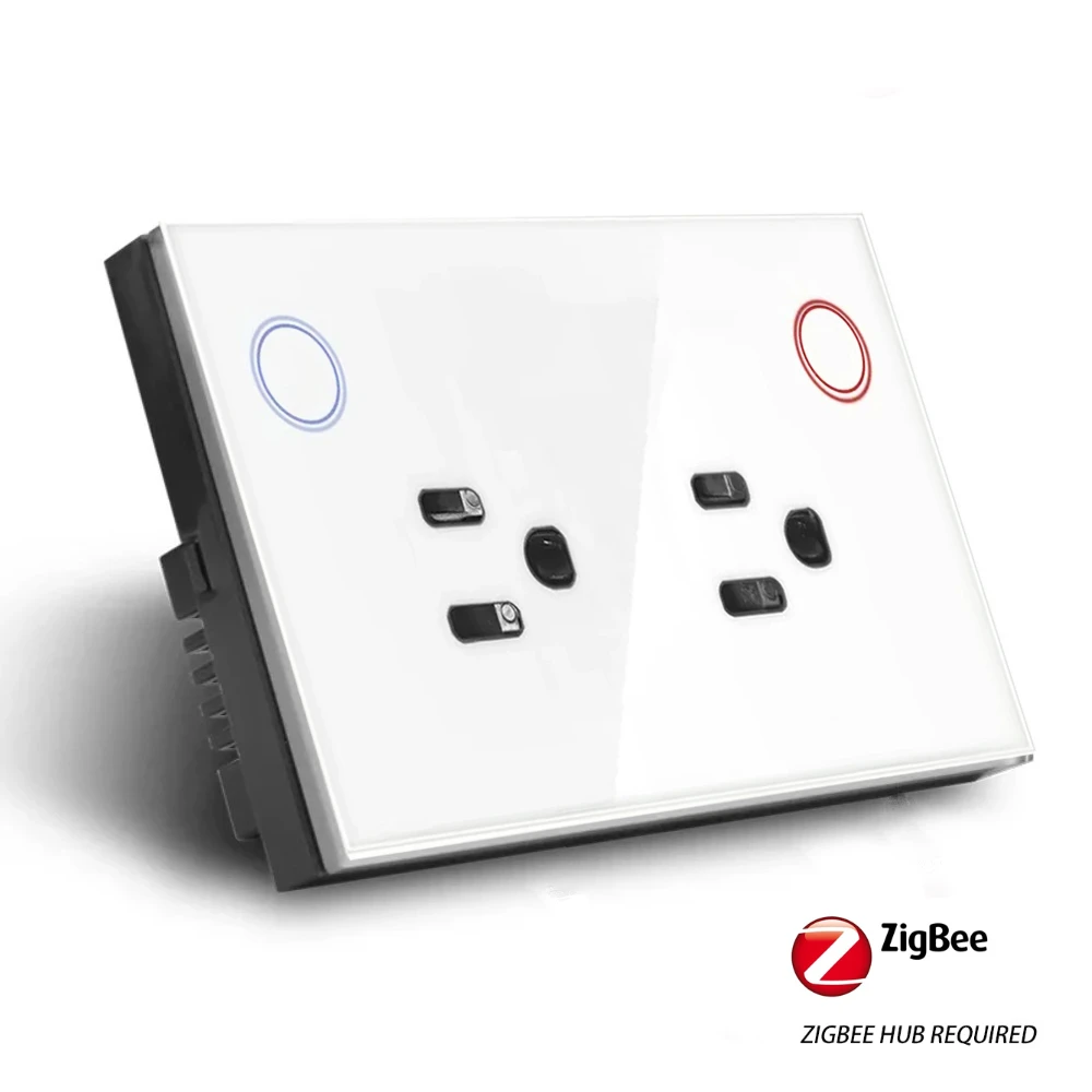 Melery Wall Power Socket Zigbee Tuya US Electrical Plug Outlet Smart  10A Touch Glass Panel Wireless Remote by Alexa Google Home Office-Melery