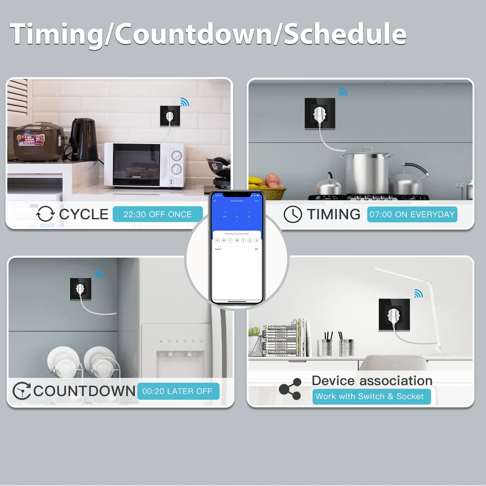 Melery  Wifi Smart Wall Socket EU Electrical Plug Outlet 86mm Power Monitor Tuya APP Remote Wireless Control by Alexa Google Home-Melery