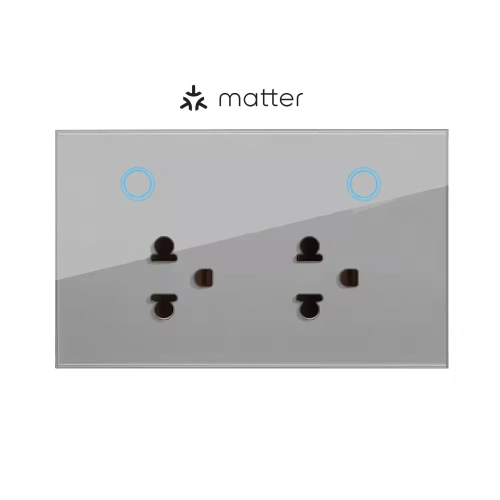 Melery Matter WiFi Smart Plug Thailand Socket Touch Glass Panel Power Outlet,Voice Remote Control Homekit App,Alexa,Google Home-Melery