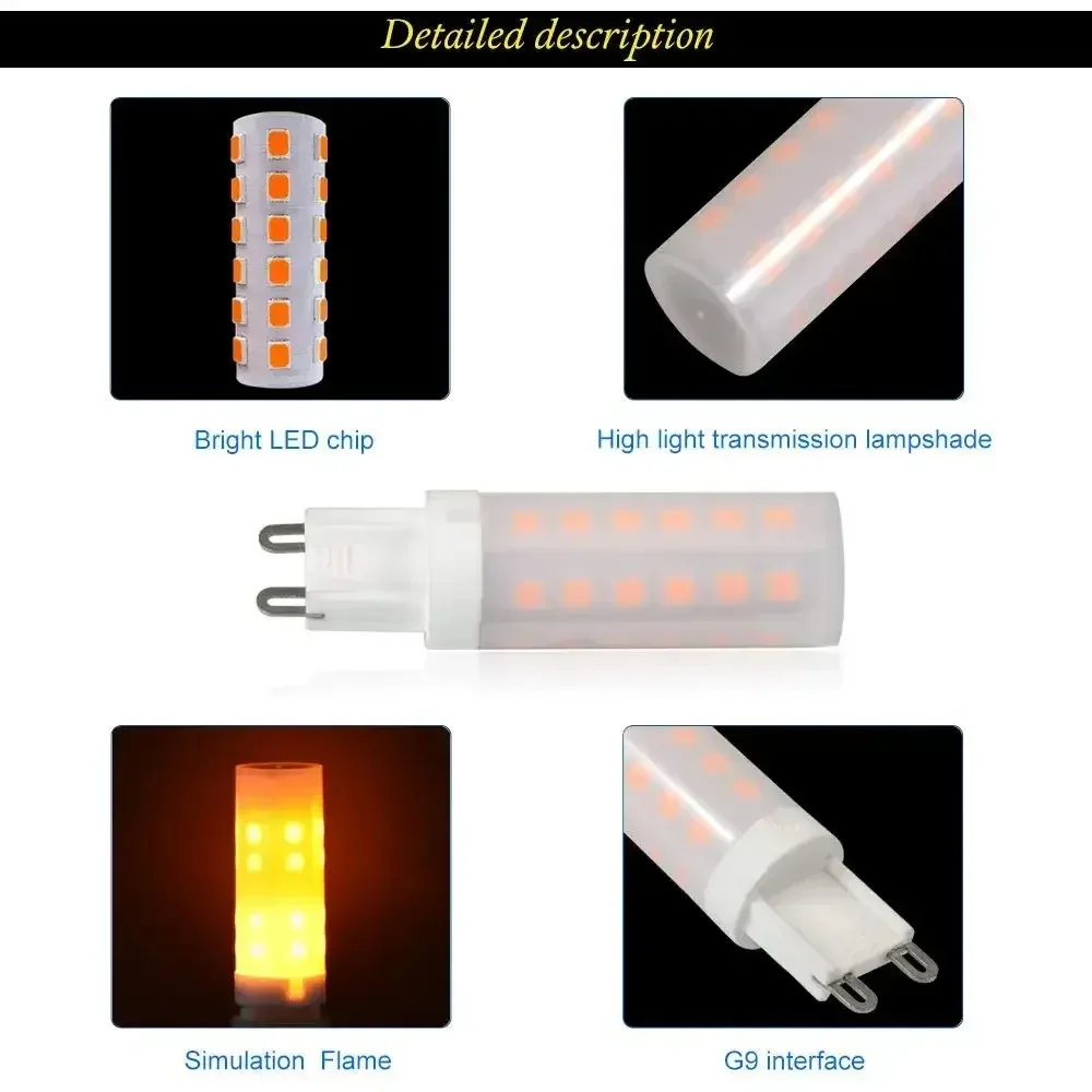 Melery  G9 Flame Lamp LED Light Bulb 0.5W PC Ceramic Paint 10lm SMD AC 220-240V 1300-1700K 360 degree [Energy Class A] 3Pack-Melery