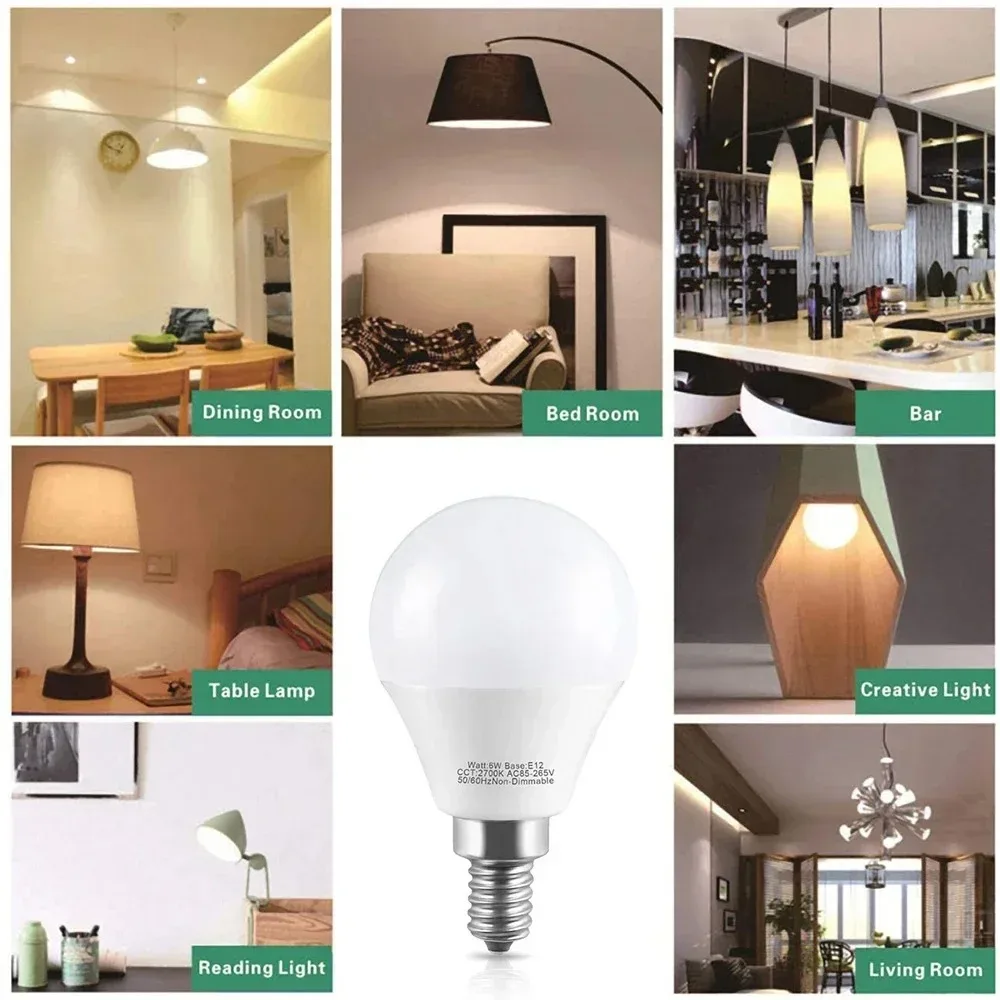 Melery E12 LED Light Bulbs A15 Candelabra Base Globe Ceiling Lamp Warm White 2700K Daylight 5000K Indoor Home Office 3Pack