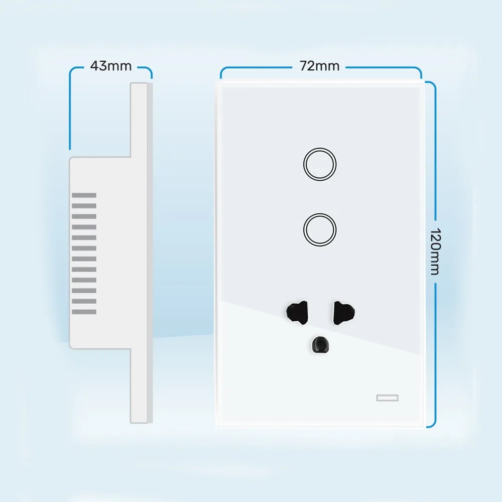 Melery Thailand Plug Wall Socket Wifi Smart Tuya Light Switch US EU Brazil Outlet Touch Glass Panel Remote by Alexa Google Home-Melery
