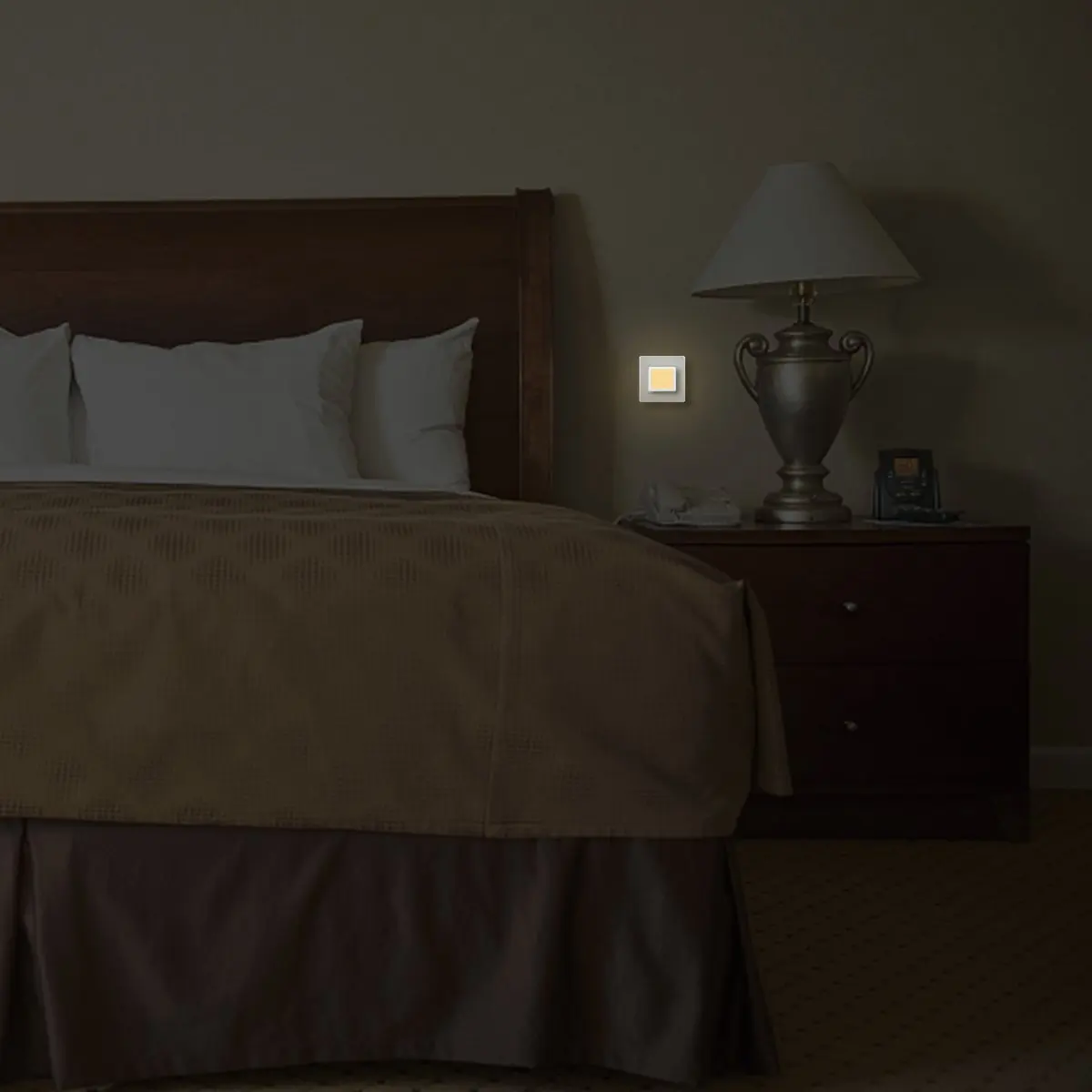 Melery LED Night Light Twilight Sensor 0.3W Warm White 3000K 40lm EU Plug Socket Lamp 230V Children's Bedside Table Home Stairs Aisle-Melery