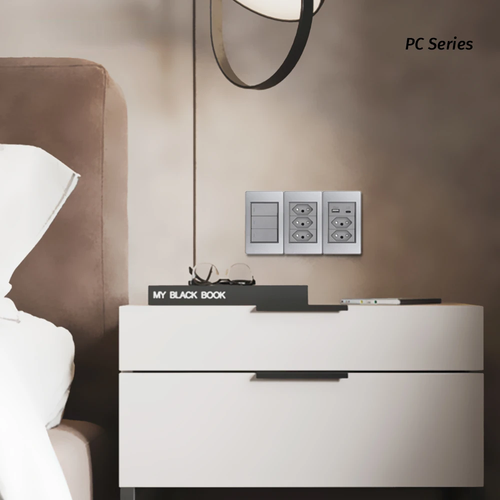 Melery  White Black Gray 16A 118*72 US Brazil Italy Light Switch,PC Panel 1/2/3/4gang 1/2way Switch on Off,Wall Electrical Outlet-Melery