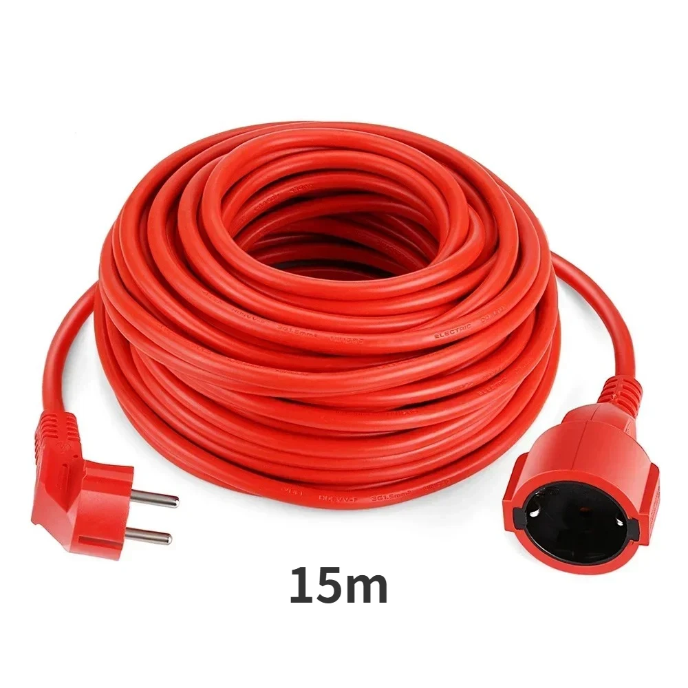 Melery  Power Strip Extension Cord 5/10m Cable 10A EU Outlets 2500w Electric Schuko Red Indoor Outdoor Plug Sockets Engineering-Melery