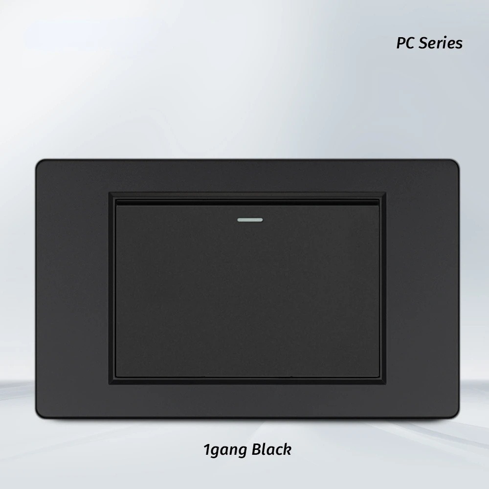 Melery  1/2/3gang1way 2way Black PC Panel Brazil USA Italy Mexico 250V 16A Standard 118*74mm light Wall Switch On Off Push Button-Melery
