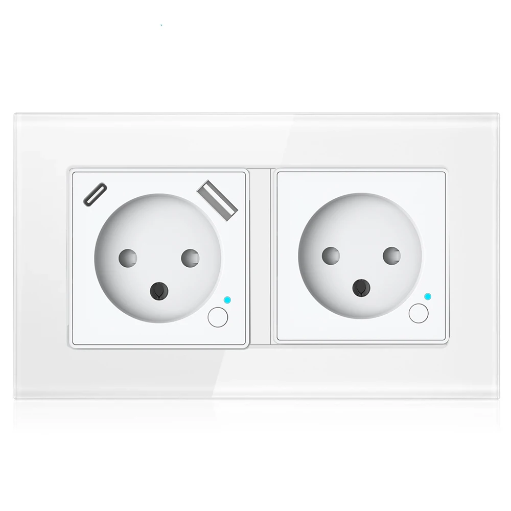 Melery  Tuya WiFi Smart Israel WallSwitch Socket EU Power Plug Outlet USB Type-C PD20W ChargePort for Iphone Alexa Dot GoogleHome-Melery
