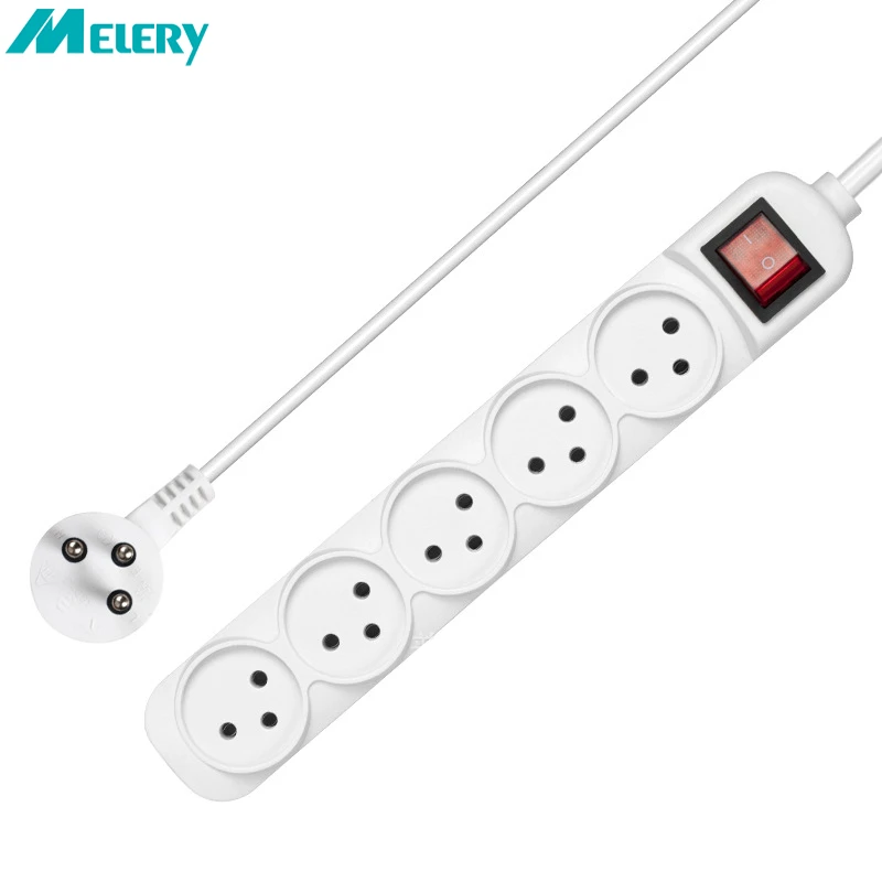 Melery Power Strip Israel Plug Outlets 3/4/5 Way AC Electric Switched Sockets 16A Wire 1.5m Extension Cord Wall Mounted for Home Office-Melery