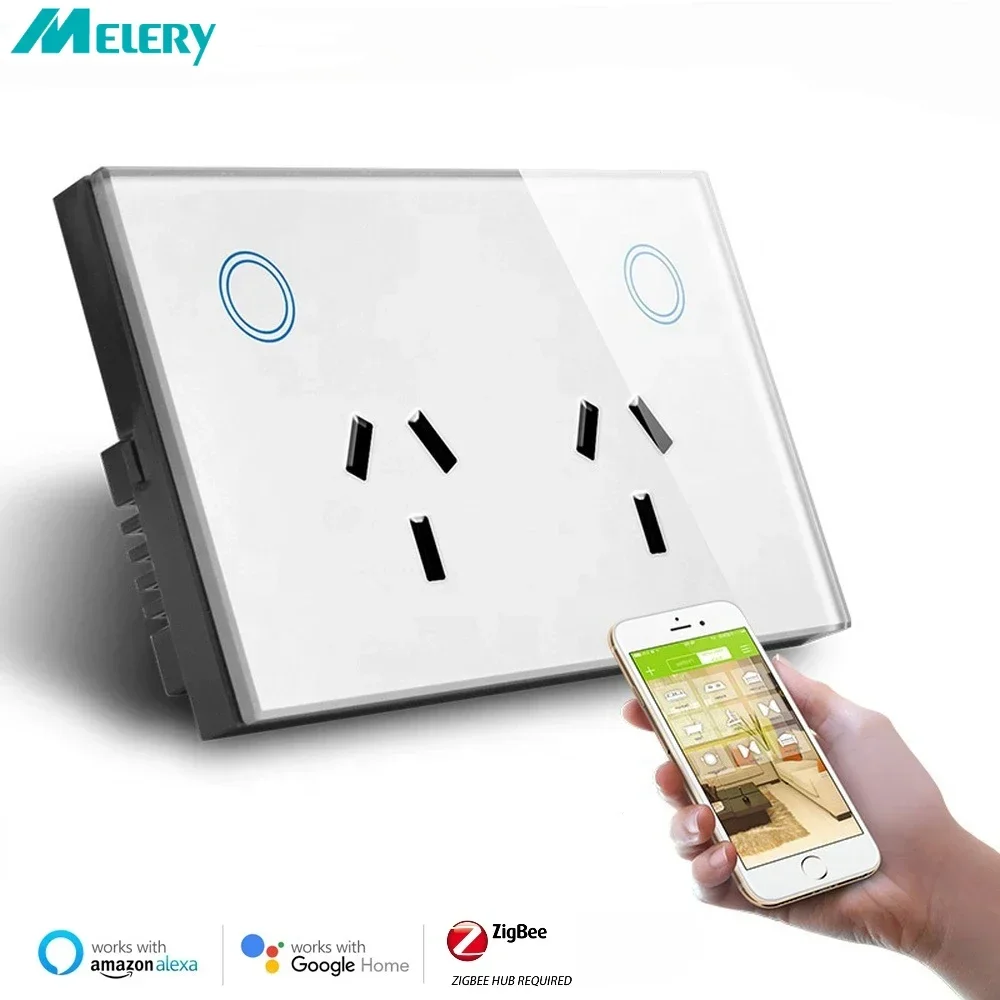 Melery Zigbee Smart Wall Socket AU Electrical Plug Outlet Power Monitoring Touch Sensor Switch Wireless Remote Alexa Google Home-Melery