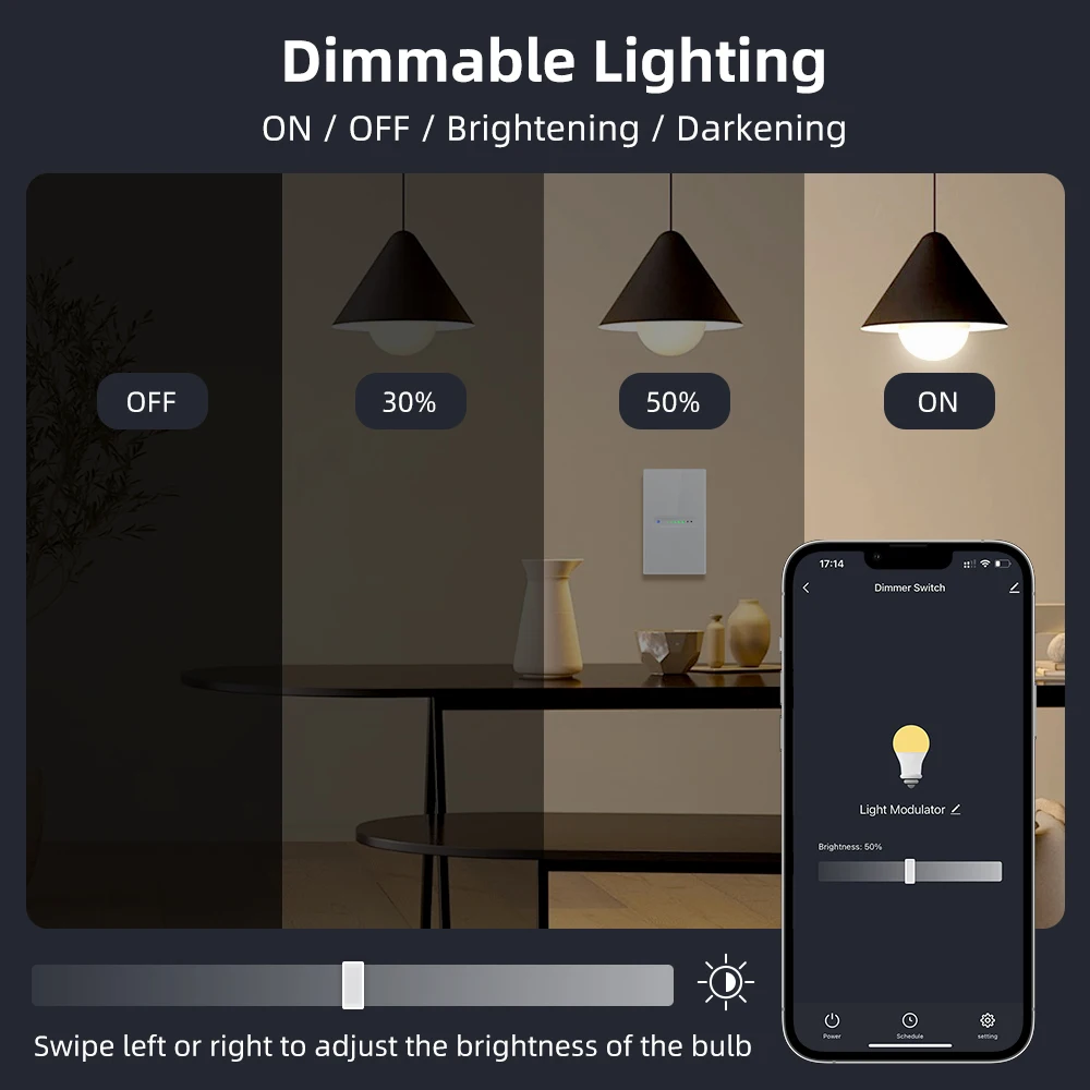 Melery Zigbee Smart Dimmer Light Switch,Grooves design,tuya APP Remote Control,Work for Alexa Google home-Melery