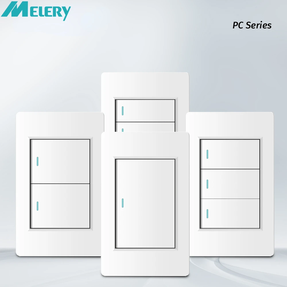 Melery  White Black Gray 16A 118*72 US Brazil Italy Light Switch,PC Panel 1/2/3/4gang 1/2way Switch on Off,Wall Electrical Outlet-Melery