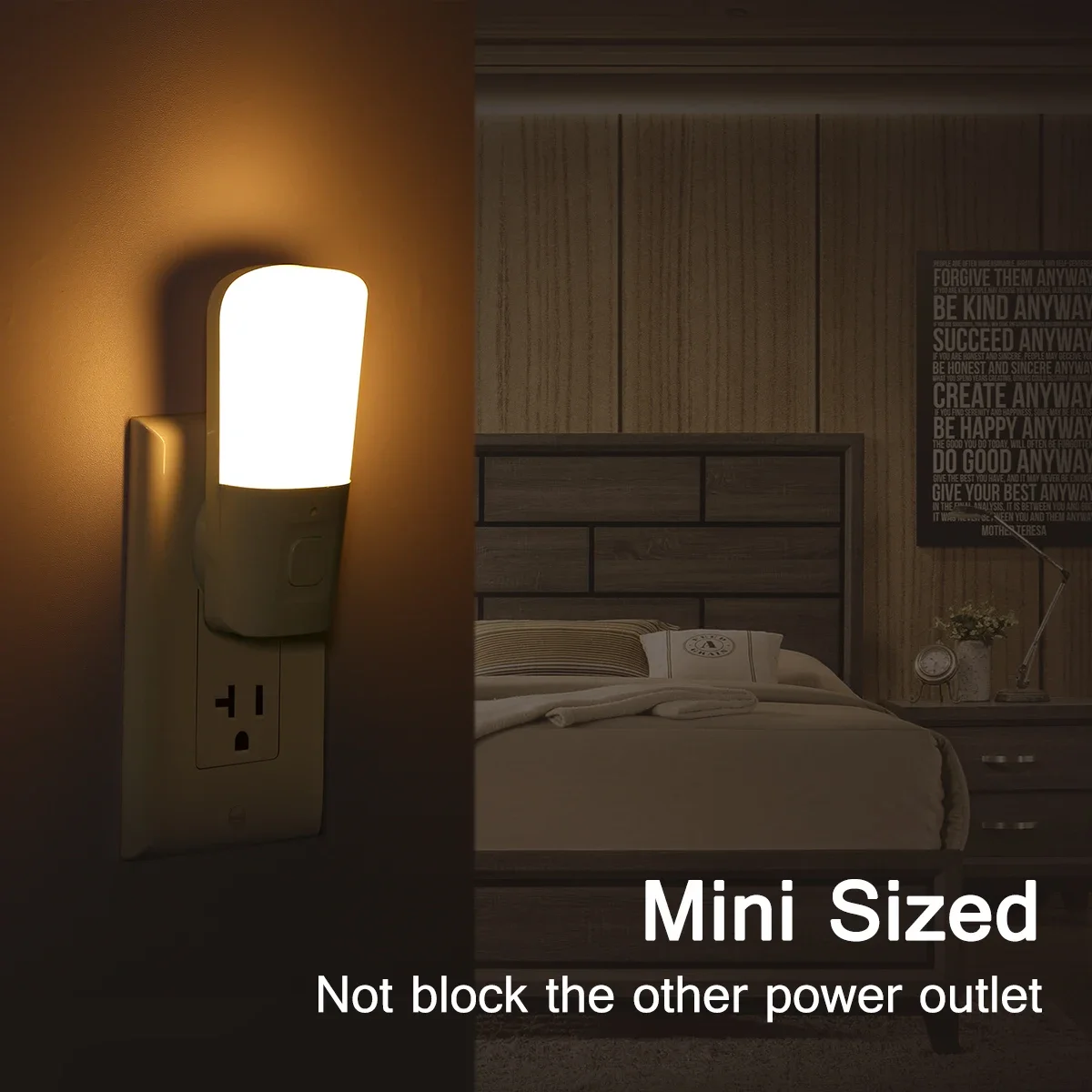 Melery Night Light EU Plug LOHAS 0.5W Low Power Sensor Control RGB+3000K Plug-in Color Changing with Dusk To Dawn for Home-Melery