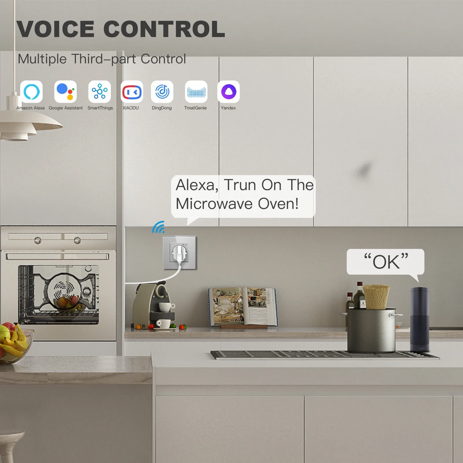 Melery  Wifi Smart Wall Socket EU Electrical Plug Outlet 86mm Power Monitor Tuya APP Remote Wireless Control by Alexa Google Home-Melery