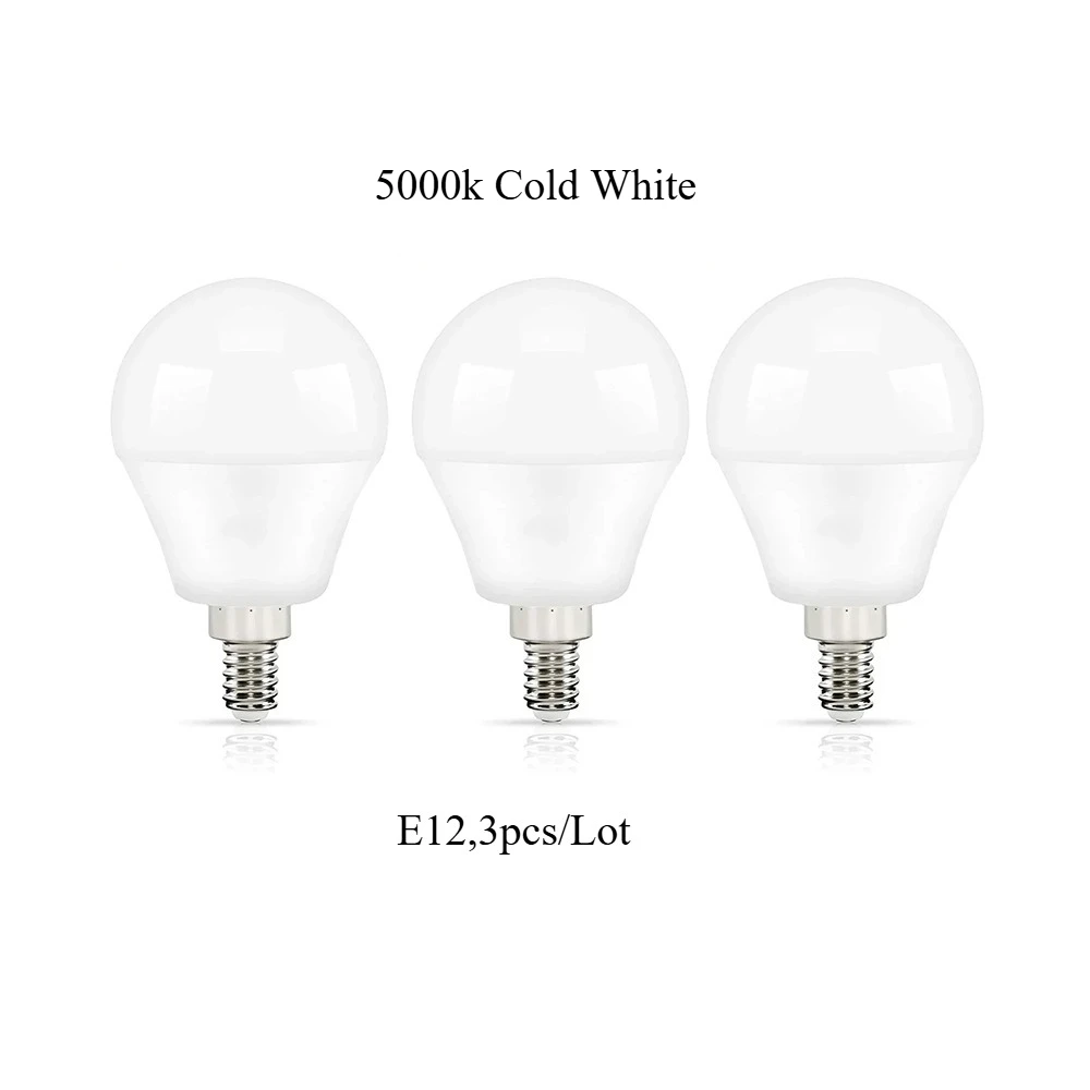 Melery E12 LED Light Bulbs A15 Candelabra Base Globe Ceiling Lamp Warm White 2700K Daylight 5000K Indoor Home Office 3Pack