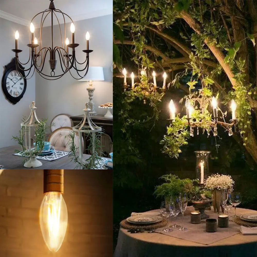 Melery B22 LED Candle Filament Led Light Bulb 4W C35 Dimmable Bayonet Vintage Edison Warm White 2700K Cold 6500K Equal 40W Incandescent-Melery