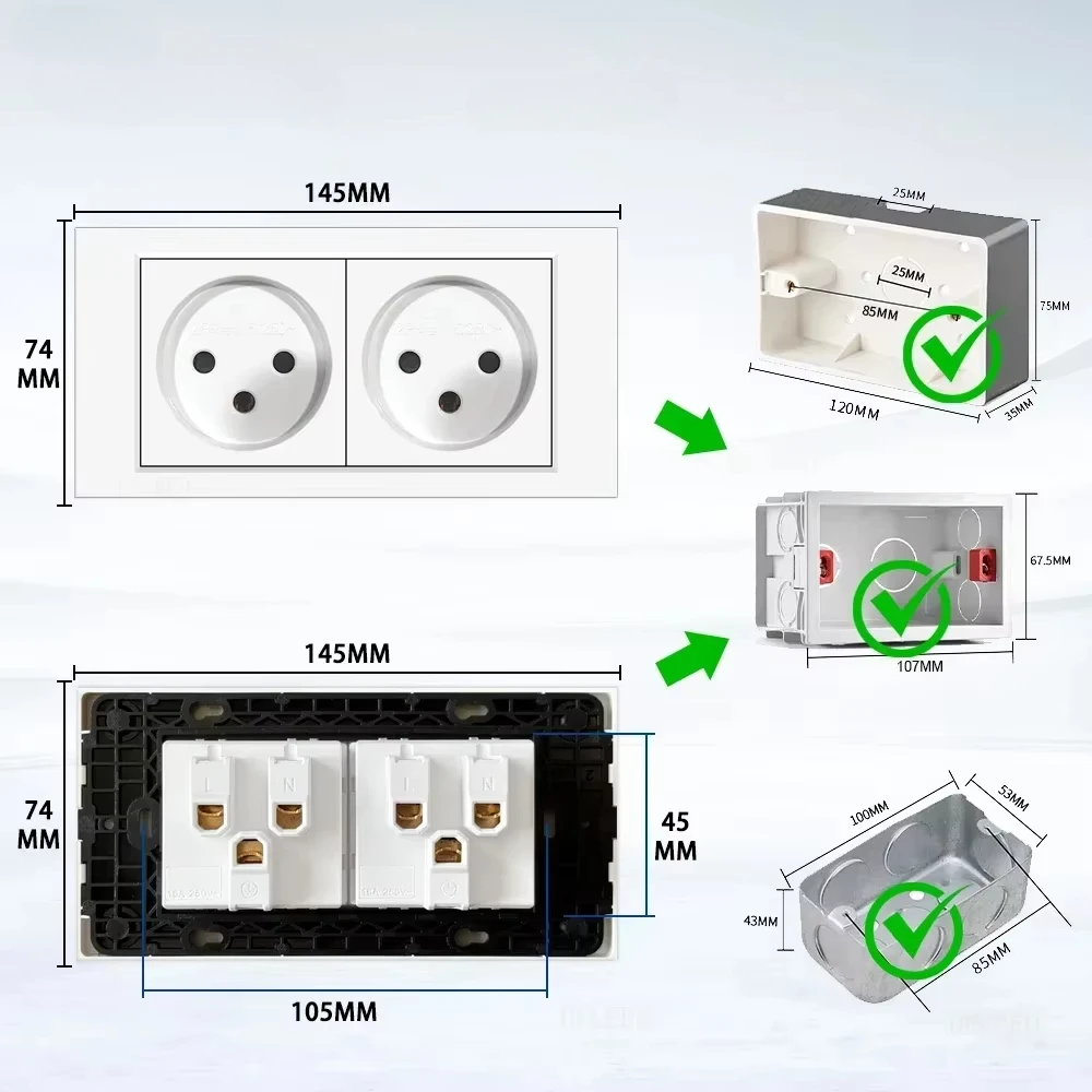 Melery Flame Retardant SC31 Panel 145mm White Israel Standard USB TypeC Fast Charging Wall Socket Switch TV Tel CAT5 CAT6-Melery