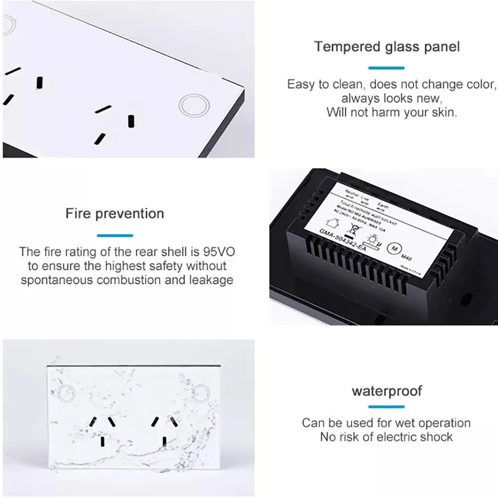 Melery Wifi Smart Wall Socket AU Electrical Plug Outlet 10A Power Touch Sensor Switch Wireless Remotely Controlled by Alexa Google Home-Melery