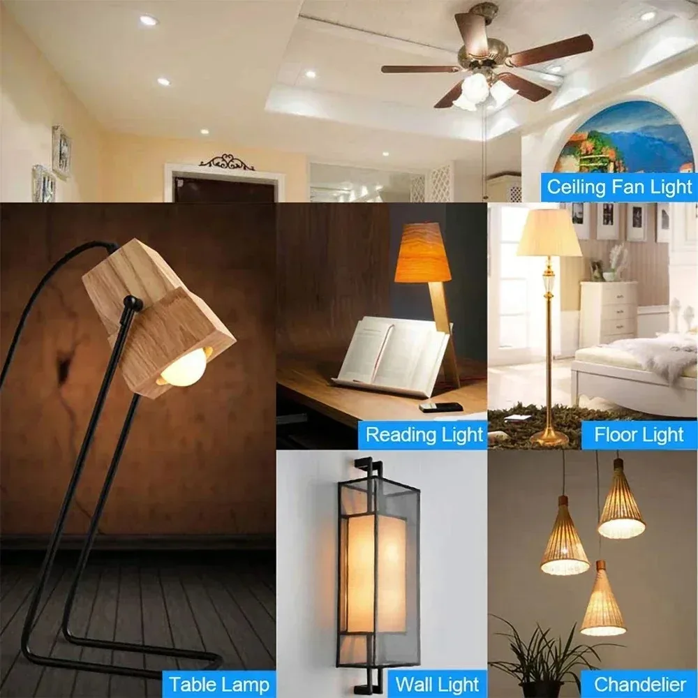 Melery E12 LED Light Bulbs A15 Candelabra Base Globe Ceiling Lamp Warm White 2700K Daylight 5000K Indoor Home Office 3Pack