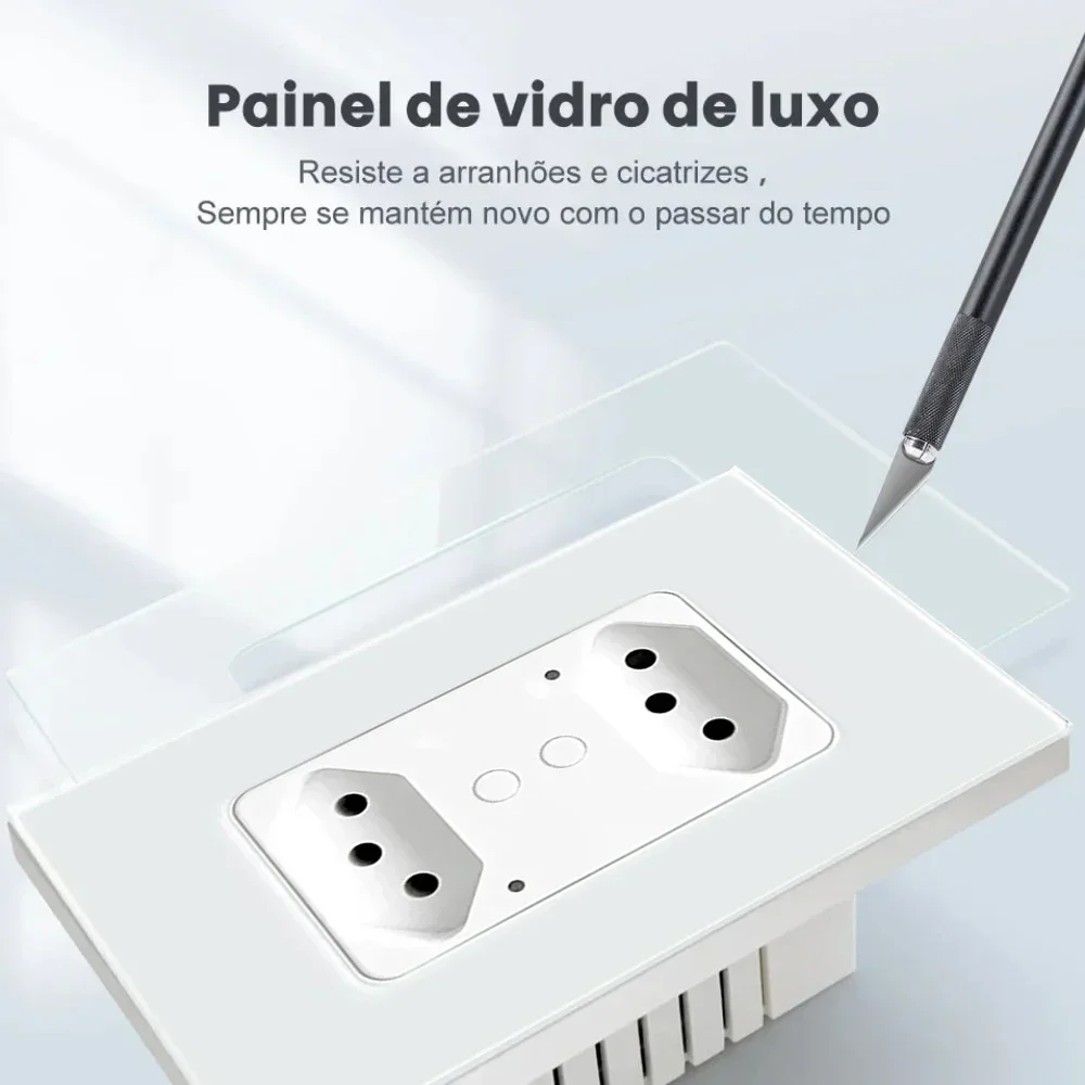 Melery  WiFi Brazil Tomada Wall Socket 16A Smart Tuya Glass Panel Electrical Plug Outlets Wireless Remote by Alexa Google Home-Melery