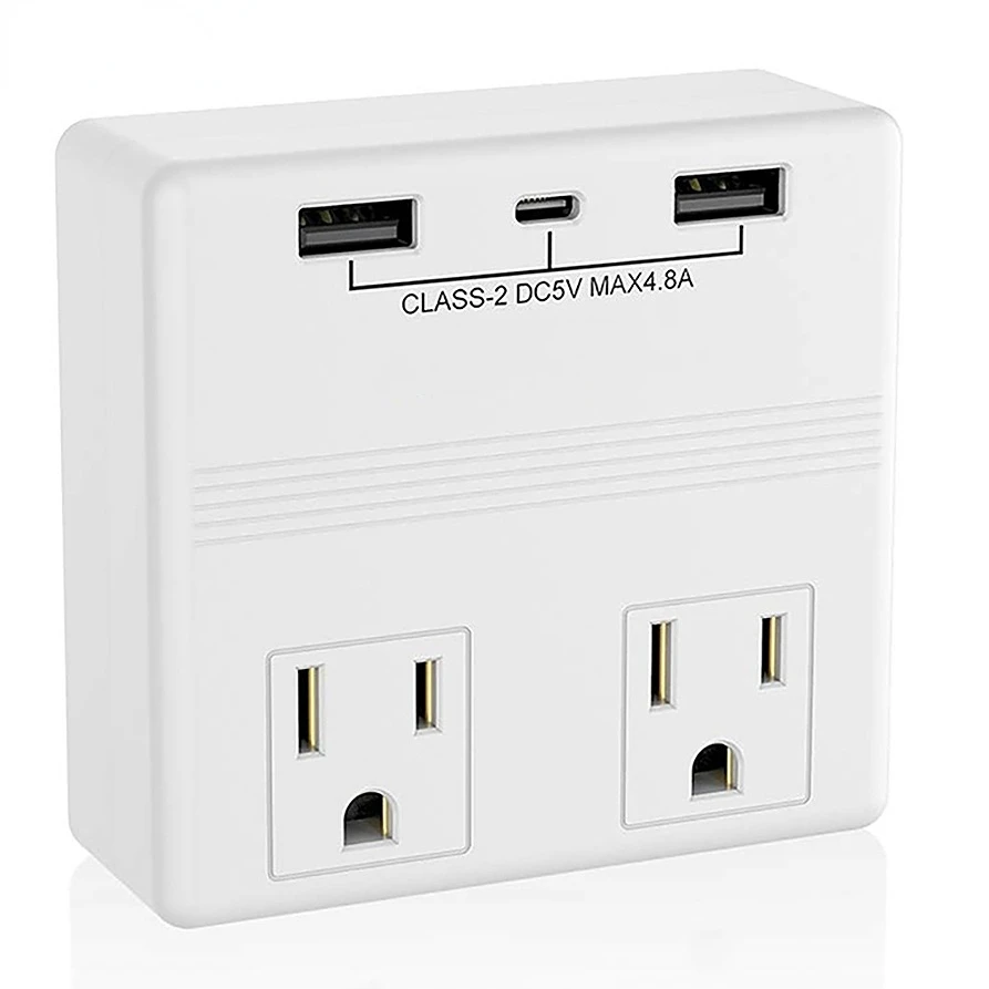 Melery Power Plug US Wall Sockets 2 way Outlet Dual USB C Type-C Charger 4.8A Fast Quick Charge Travel Adapter for Home Office Hotel-Melery