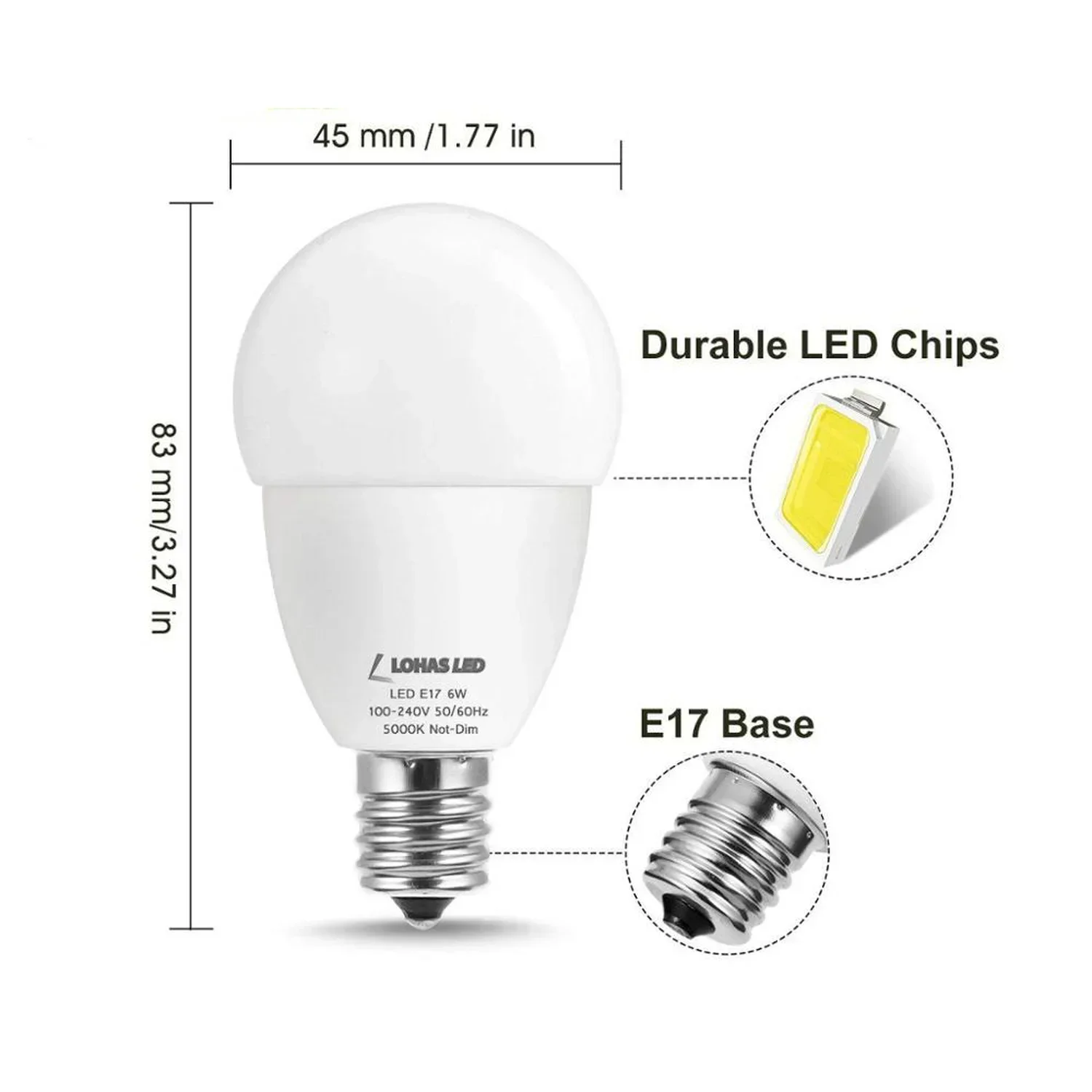 Melery E17 Indoor Led Light Bulbs Lighting Decorative Lamps 6W 550lm G45 Globe Bulb Warm/Cold White for Garage Warehouse Bedroon Room-Melery