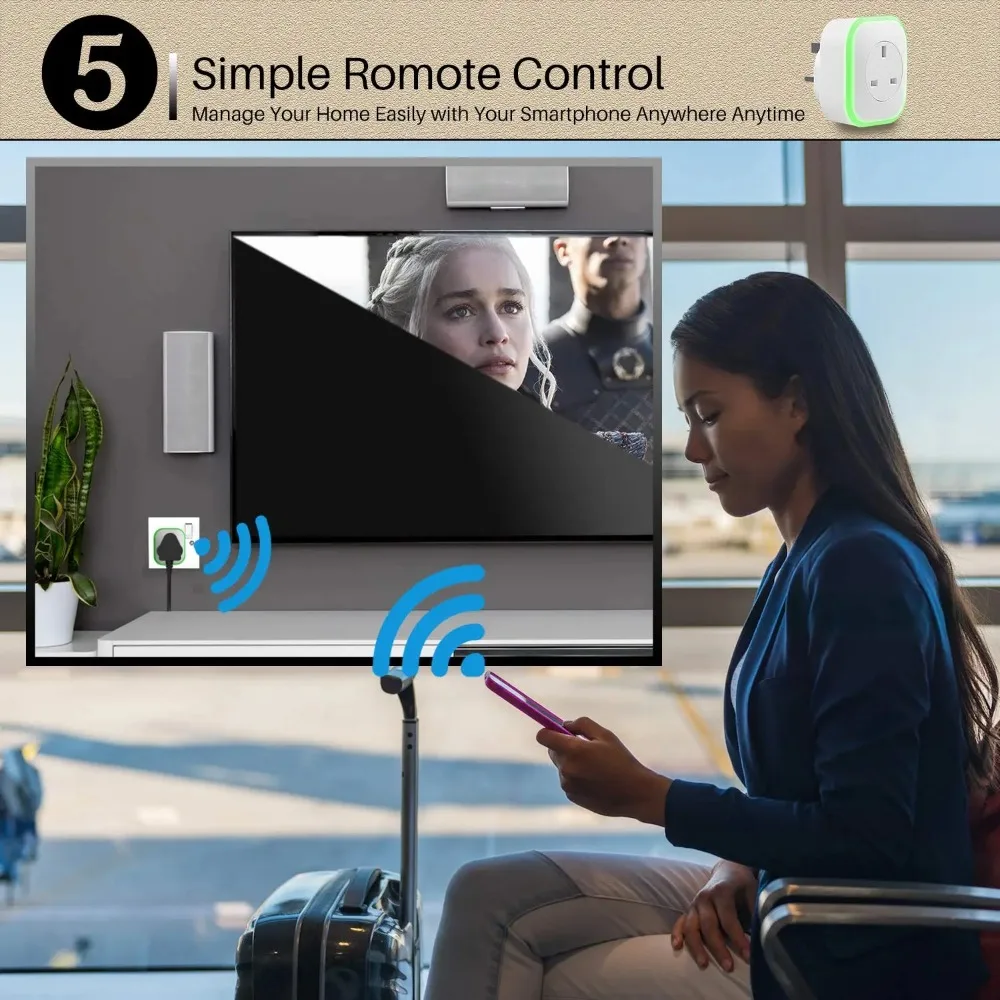 Melery  Tuya Wifi Smart Electrical Plug Power Outlet Mini Switch UK Sockets Night Light Voice Control Timer by Alexa Google Home-Melery