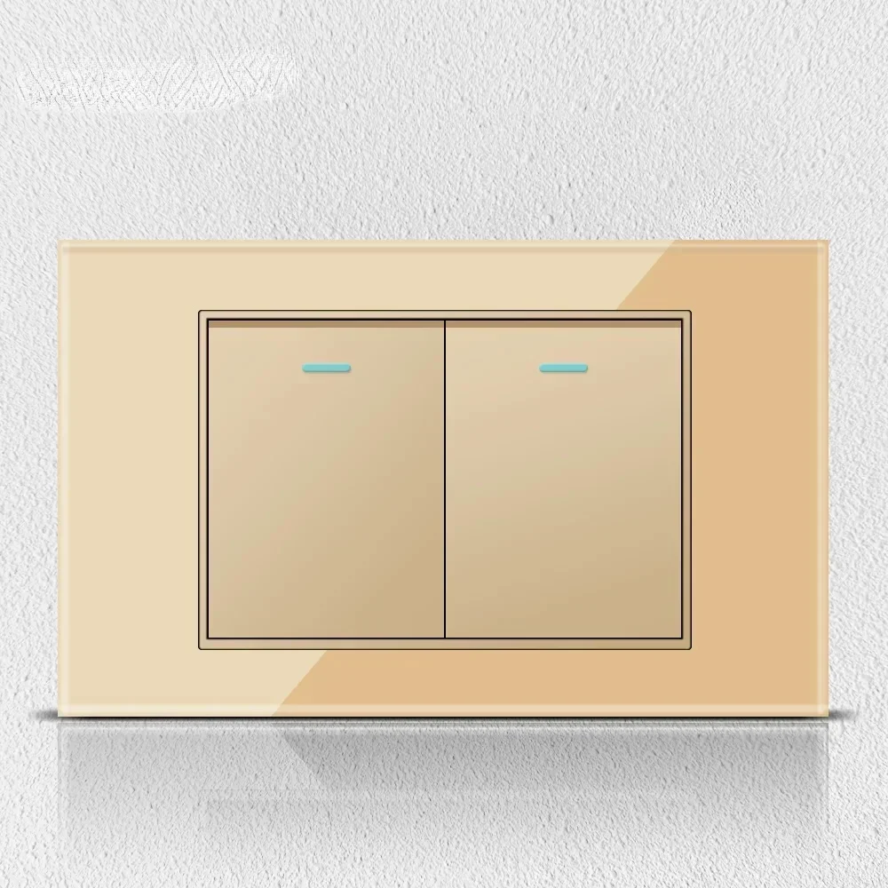 Melery Italy Chile Tempered Gold Glass Home Office EU Korean Outlet USB TypeC Korea Wall Socket Light Pressure Switch Electrical-Melery