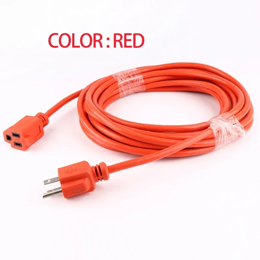 Melery Power Extension Cord Strip Vinyl Outdoor US Electric Plug Outlets Socket 5/10/20m Flexible Grounded for Drill Electrocar Bicycle-Melery