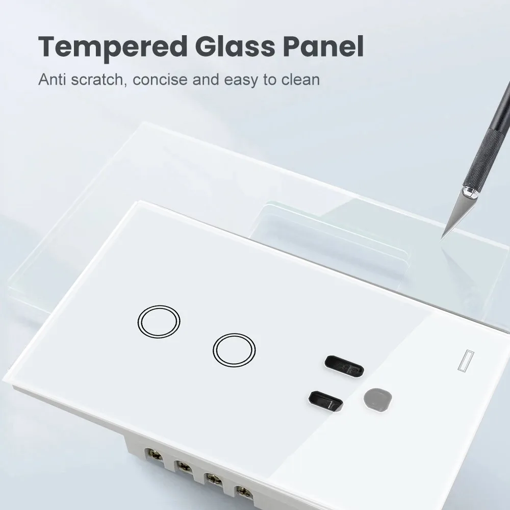 Melery Wifi Smart Tuya Light Switch US Plug Wall Socket Mexico American US Outlet Touch Glass Panel Remote by Alexa Google Home-Melery