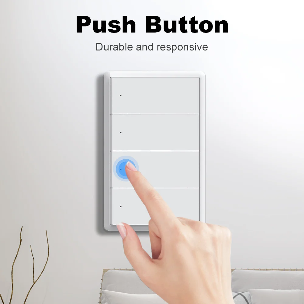 Melery Matter WiFi Smart Wall Light Switch 1 2 3 4 Gangs with Neutral Wire Push Physical Light Switches work with Homekit App-Melery