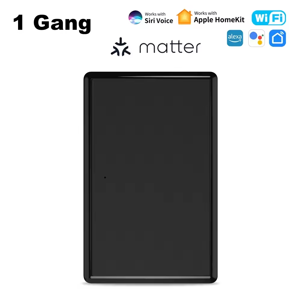 Melery Matter WiFi Smart Wall Light Switch 1 2 3 4 Gangs with Neutral Wire Push Physical Light Switches work with Homekit App-Melery