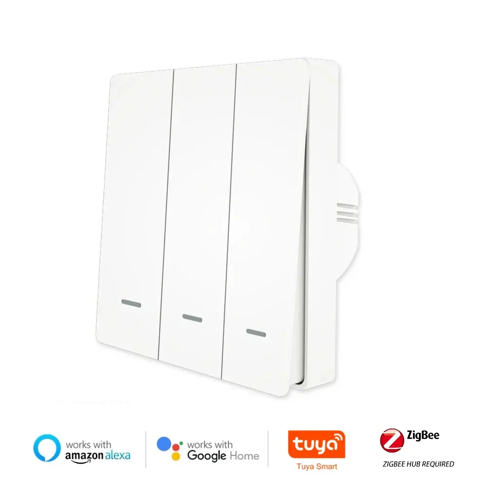 Shawader ZigBee Smart Light Switch Push Button Wall Interruptor Inteligente Tuya SmartLife App 2 Way Remote By Alexa Google Home-Melery