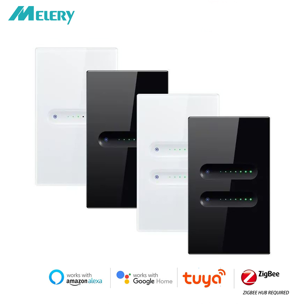Melery Zigbee Smart Dimmer Light Switch,Grooves design,tuya APP Remote Control,Work for Alexa Google home-Melery