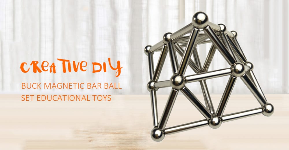 Buck Magnetic Bar Set of Iron Boxed Educational Toys with Metal Magnet Blocks 36 Rods 27 Balls Buck Magnetic Bar Set of Iron Boxed Educational Toys with Metal Magnet Blocks 36 Rods 27 Balls
