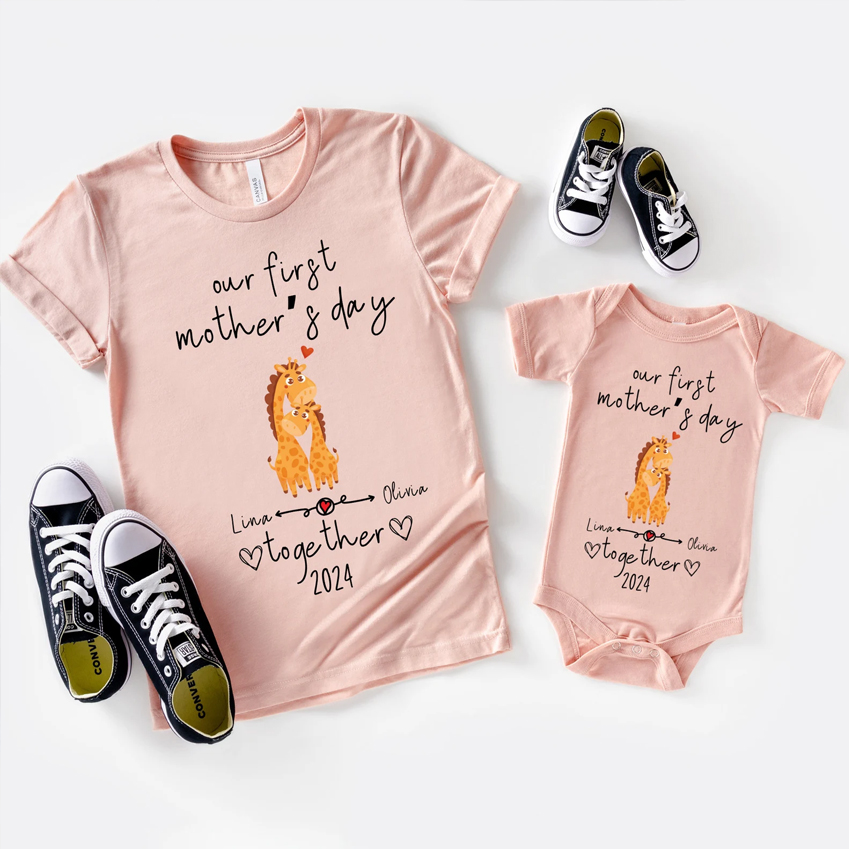 Our First Mother's Day Together Custom Baby and Mommy Matching shirt