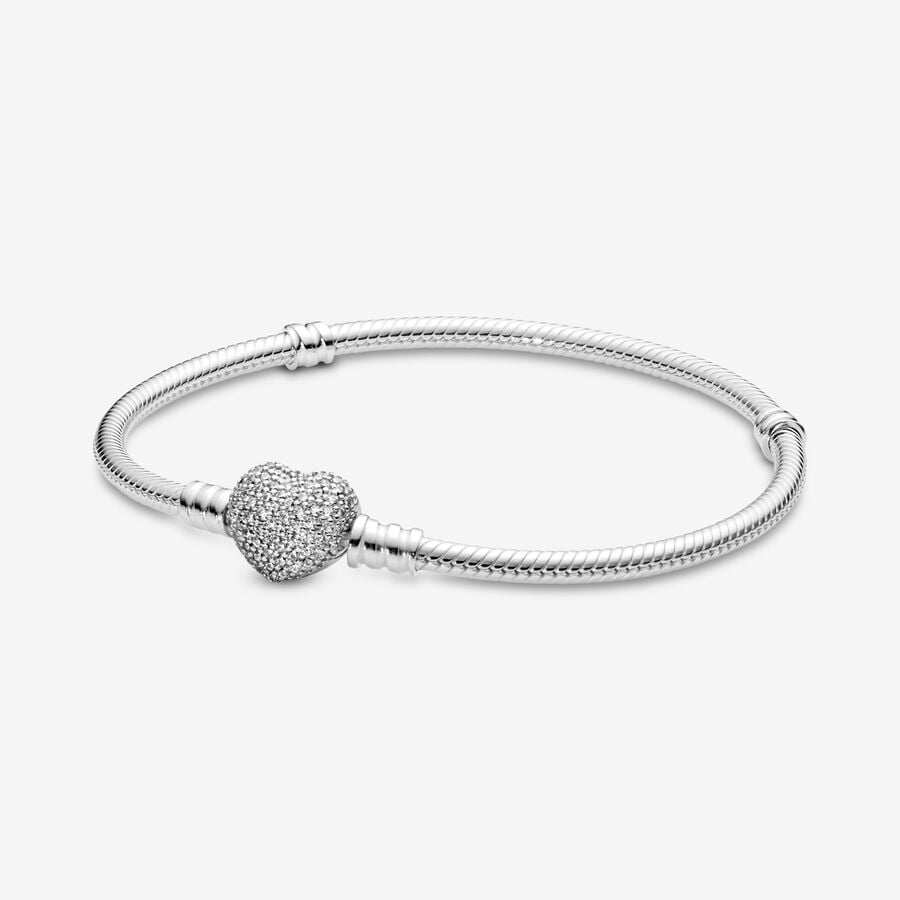 Silver Pavé Heart Bracelet