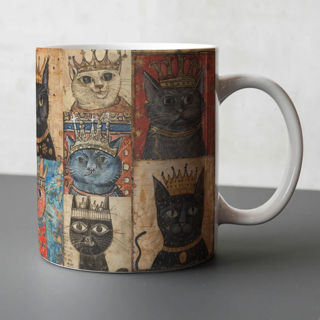 Medieval Crowned Cat Mug
