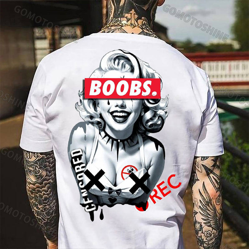 BOOBS CENSORED REC Sexy Blonde Lady Print Men's T-shirt