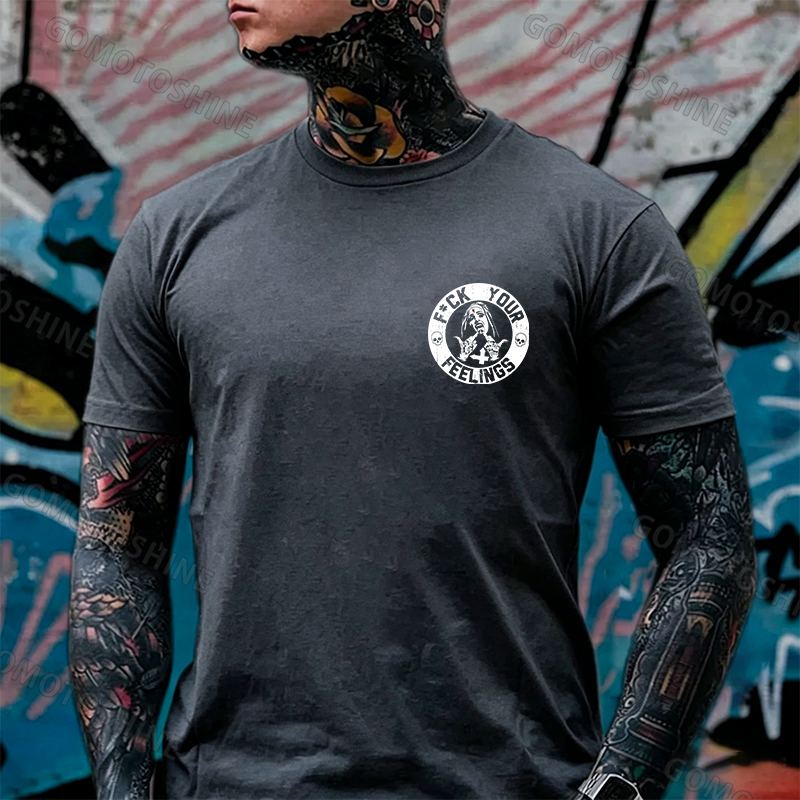 F*ck Your Feelings Black Print T-Shirt