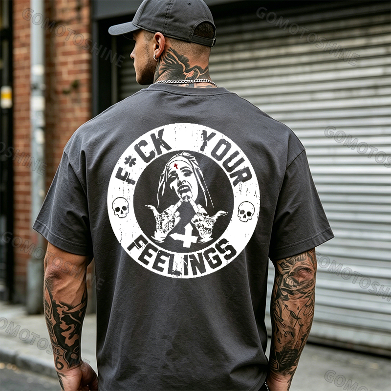 F*ck Your Feelings Black Print T-Shirt